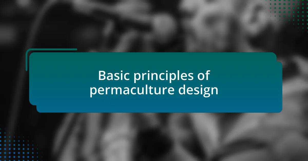 Basic principles of permaculture design