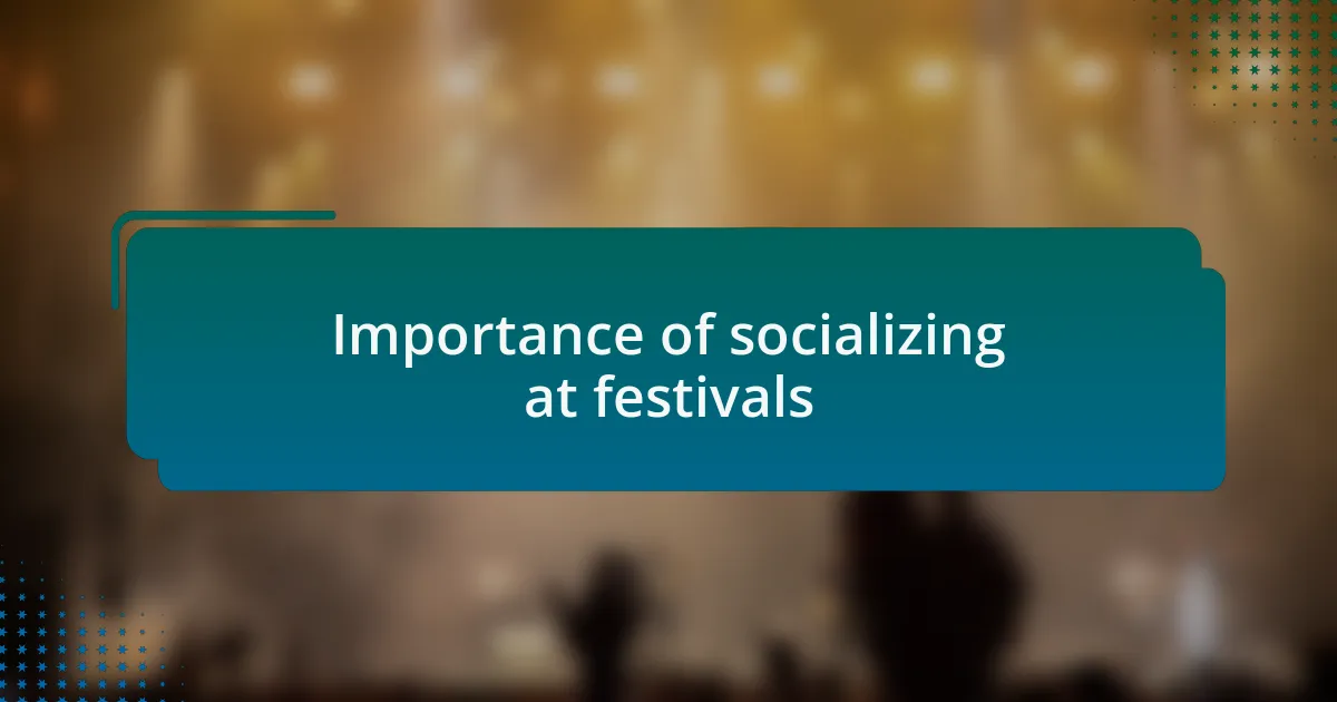 Importance of socializing at festivals