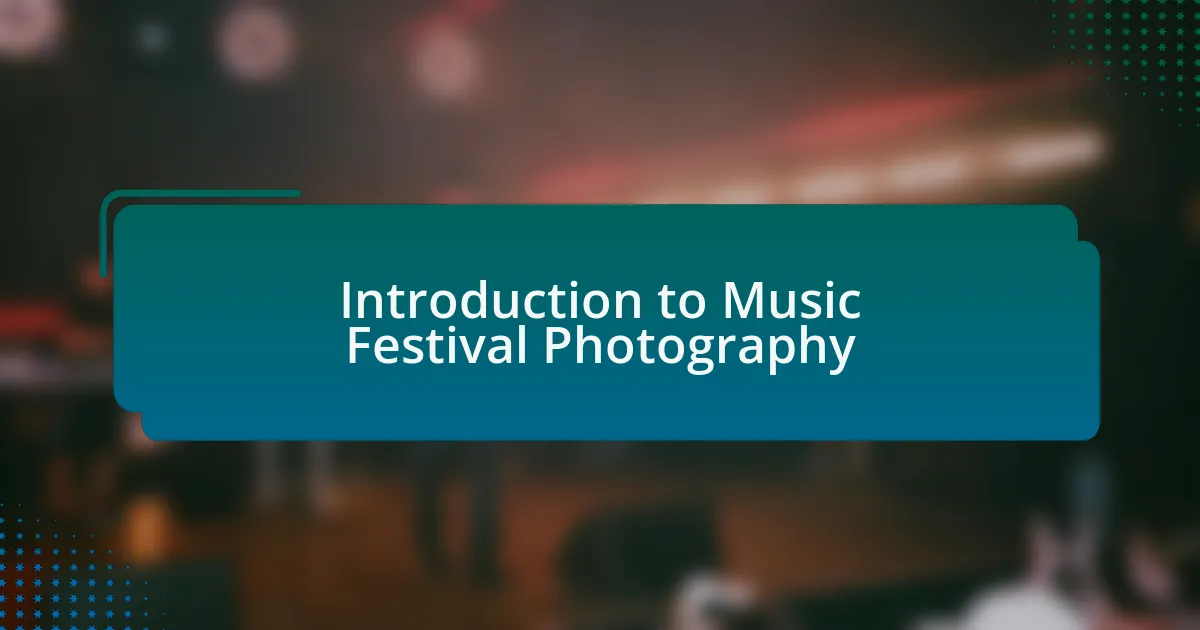 Introduction to Music Festival Photography