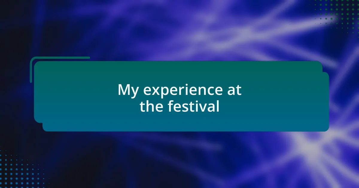 My experience at the festival