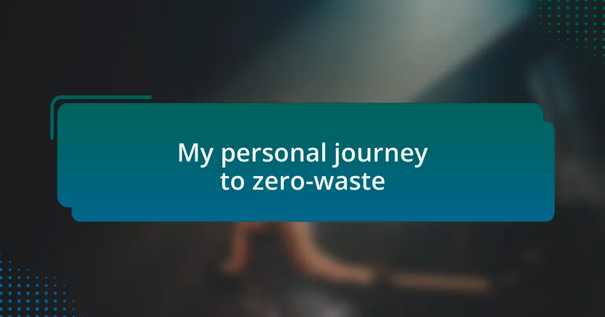 My personal journey to zero-waste
