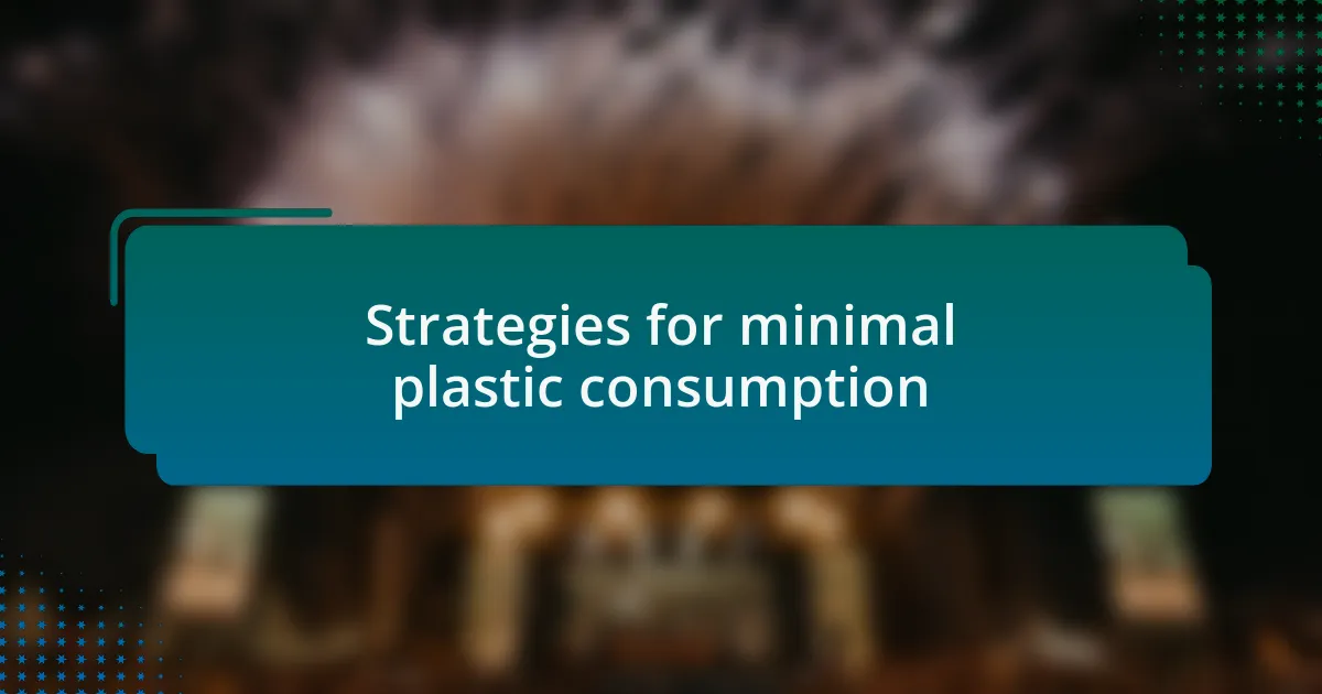 Strategies for minimal plastic consumption