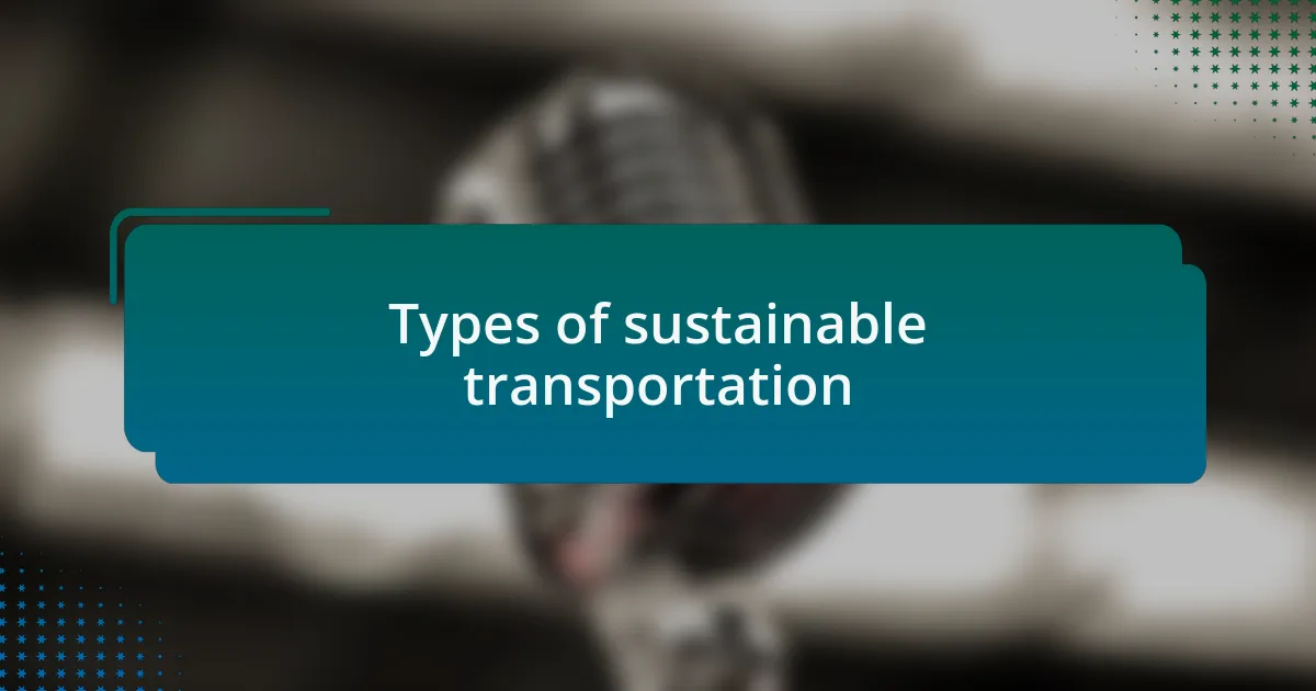 Types of sustainable transportation